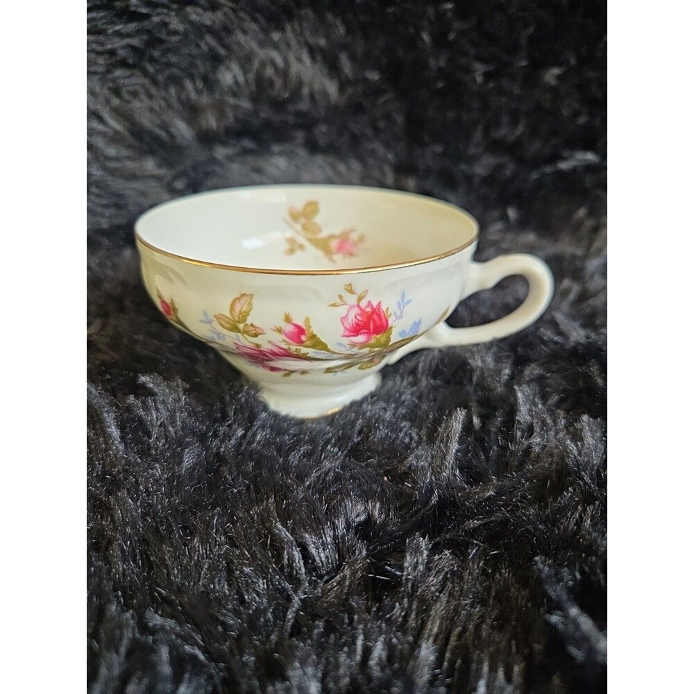 Fine China Royal Rose Tea Cup Gold Trim Vintage Replacement 50s Victorian
